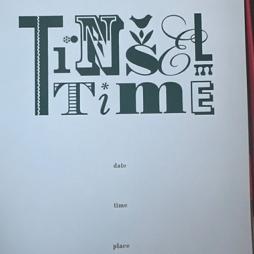 Kate Spade TINSEL TIME Holiday Party Invitations Cards Envelope Set